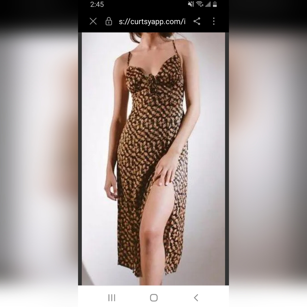 Urban outfitters silk dress heart slit deep v stretchy medium